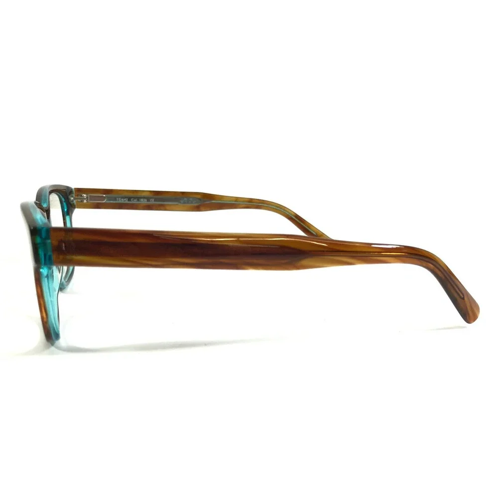 Tom Davies Eyeglasses Frames TD642 Col. 1826 Brown Horn Blue Rectangle 51-18-140